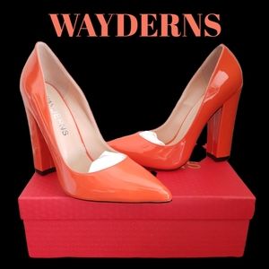 New Wayderns Deliliah Patent Leather Block Heels
